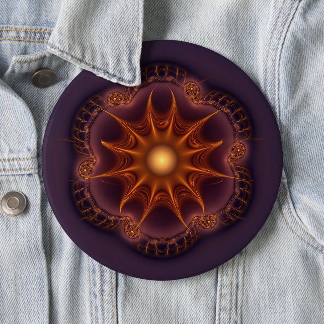 Magical mystical fairy fractal pattern 6 inch round button (In Situ)