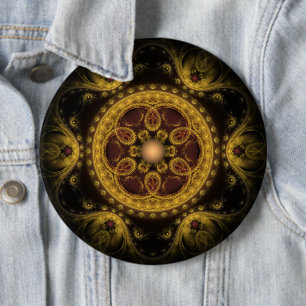 Magical mystical fairy fractal pattern mandala 6 inch round button