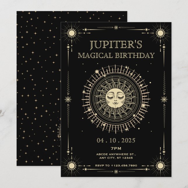 Magical mystical tarot boho sun birthday invitation (Front/Back)