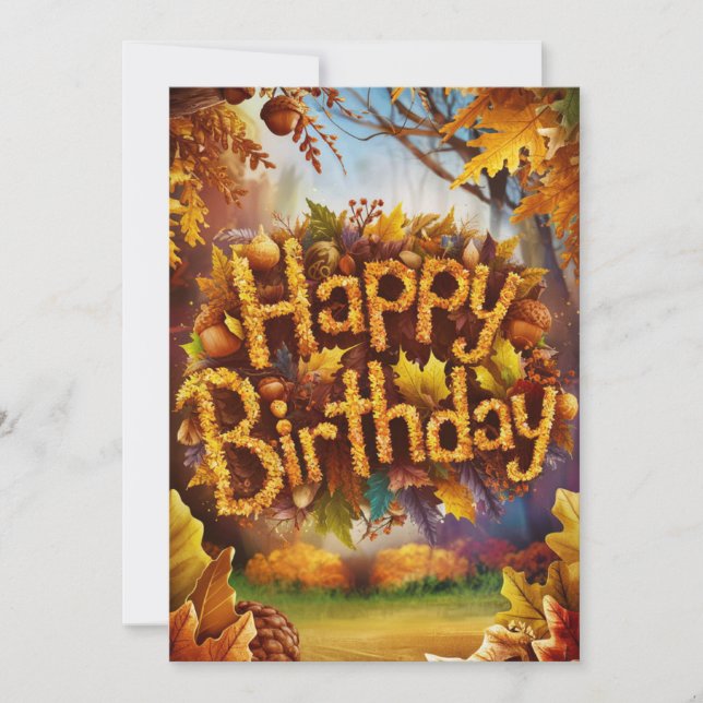 Magical Mystical Warm Autumn Fall Happy Birthday Card (Front)