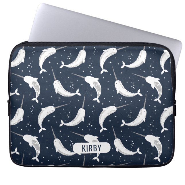 Magical Narwhals in Space Laptop Sleeve (Front)