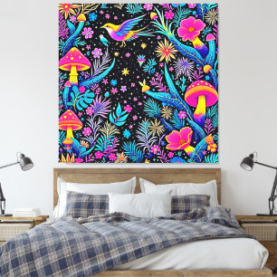 Magical Neon Forest Night Dream Design Canvas Print