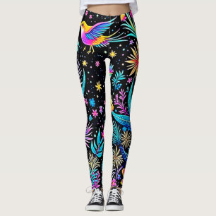 Magical Neon Forest Night Dream Design Leggings