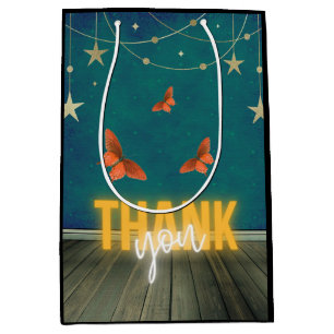 Magical Neon Lights & Butterflies Thank You   Medium Gift Bag