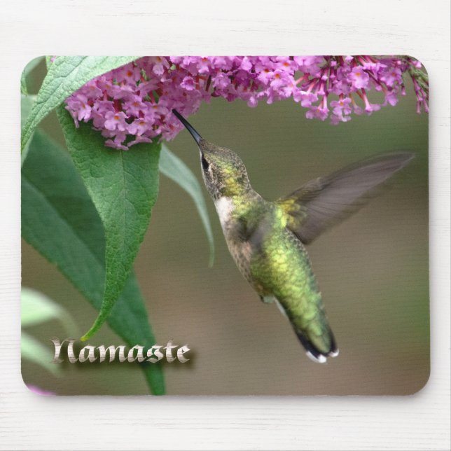 Magical Neon Ruby-throat Hummingbird Mousepad (Front)