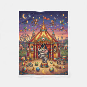 Magical Night Circus Tent Under Starlit Sky Fleece Blanket
