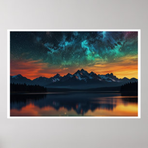Magical Northern Lights Landscape Poster