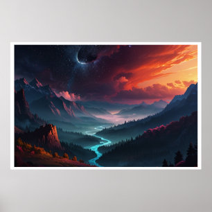 Magical Northern Lights Landscape Poster