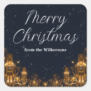 Magical Nutcracker Winter Night Custom Name Xmas Square Sticker
