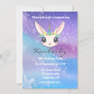 Magical Of Unicorn Birthday Party Invitation