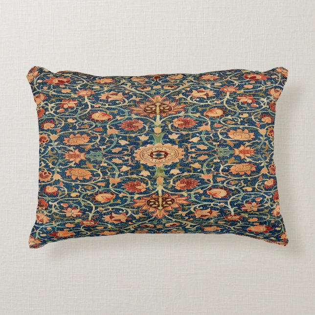 Magical Oriental Rug Pattern in Blue and Red Accent Pillow (Front)