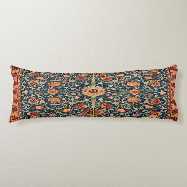 Magical Oriental Rug Pattern in Blue and Red Body Pillow (Front)