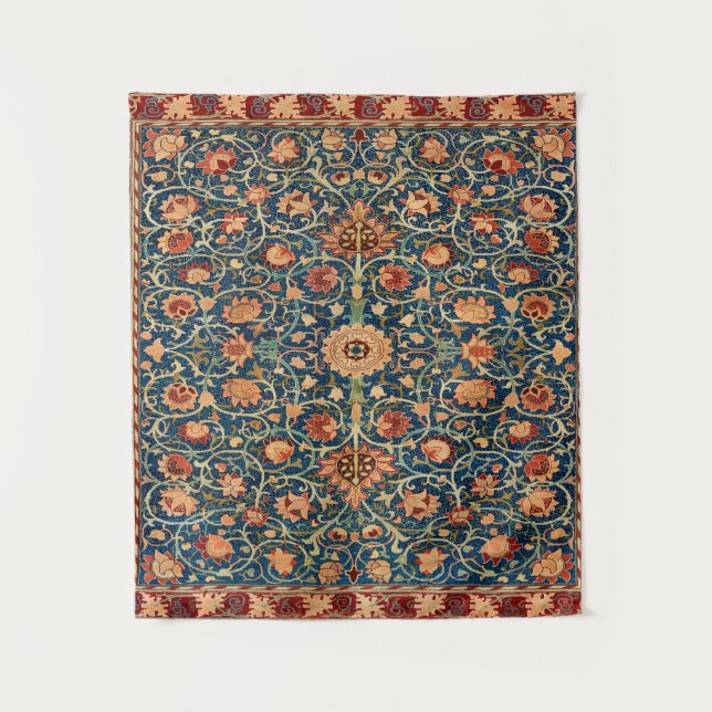 Magical Oriental Rug Pattern in Blue and Red Tapestry (Front)
