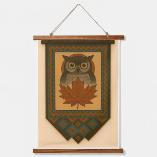 Magical Owl Design with Beaded Look Hanging Tapestry