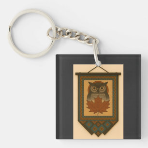 Magical Owl Design with Beaded Look Keychain