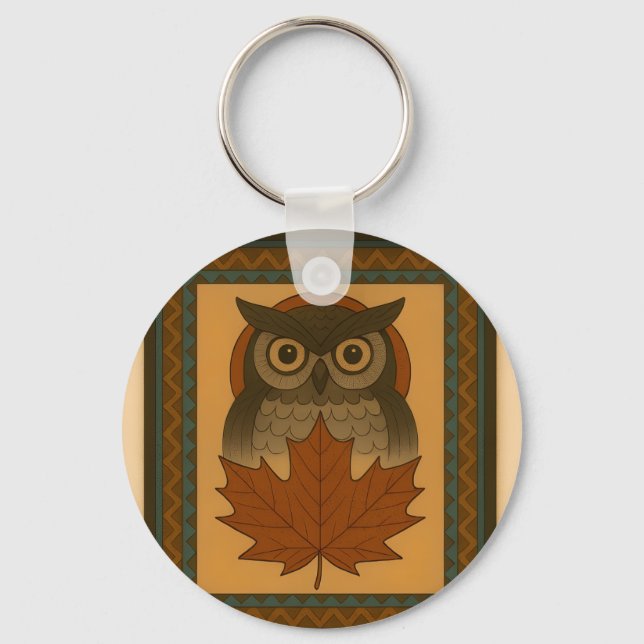Magical Owl Design with Beaded Look Keychain (Front)