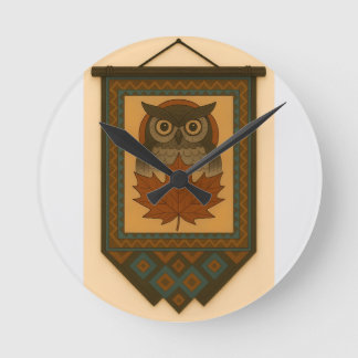 Magical Owl Design with Beaded Look Round Clock