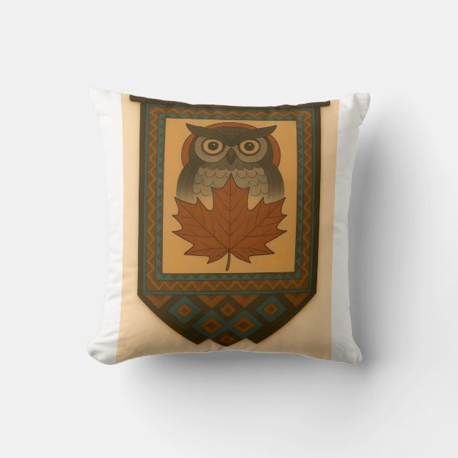 Magical Owl Design with Beaded Look Throw Pillow (Front)