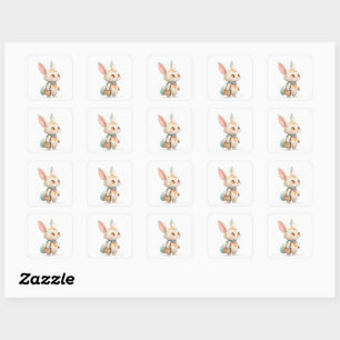 Magical Paint-Splashed Rabbit-Cat Creature Square Sticker