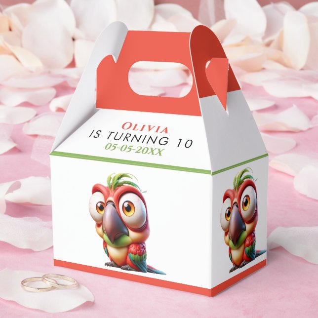  Magical Parrot Caricatures 1st Birthday Favor Box (Wedding)