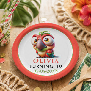  Magical Parrot Caricatures 1st Birthday Paper Plate