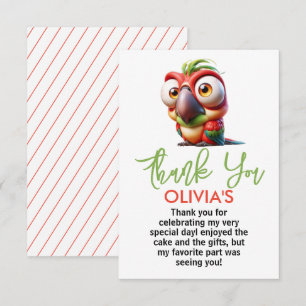 Magical Parrot Caricatures 1st Birthday Thank You Card