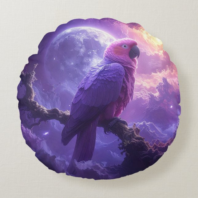 Magical Parrot Round Pillow (Front)