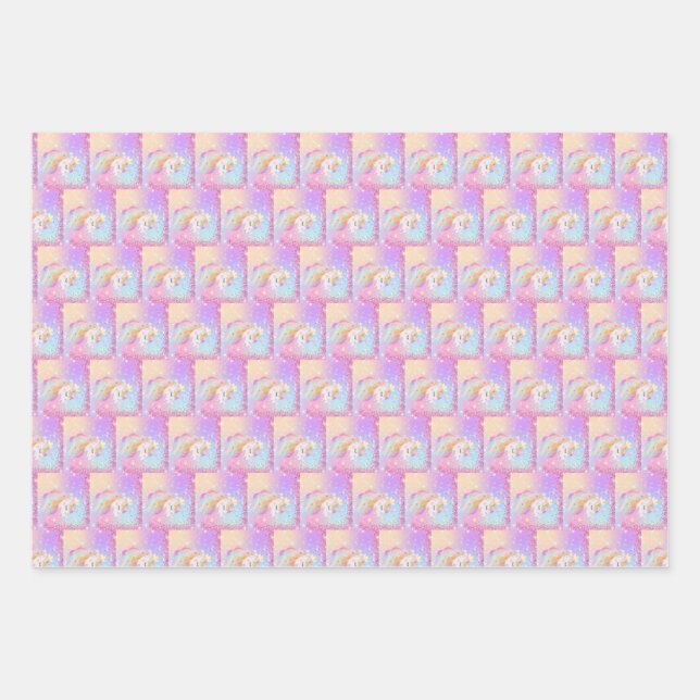 Magical Party Wrapping Paper Flat Sheet Set of 3 (Front)