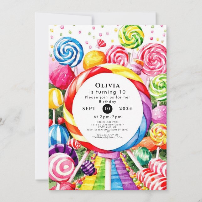 Magical Pastel Candyland Birthday Invitation (Front)