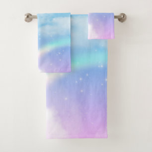 Magical Pastel Clouds and a Rainbow Bath Towel Set