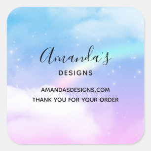 Magical Pastel Clouds and a Rainbow Business Square Sticker