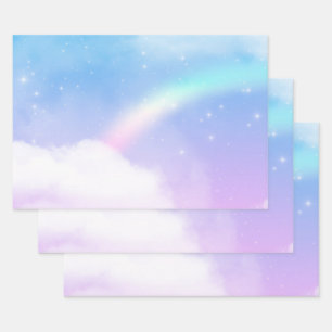 Magical Pastel Clouds and a Rainbow Wrapping Paper Sheet