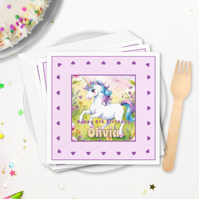 Magical Pastel Custom Unicorn Birthday Napkin (Creator Uploaded)