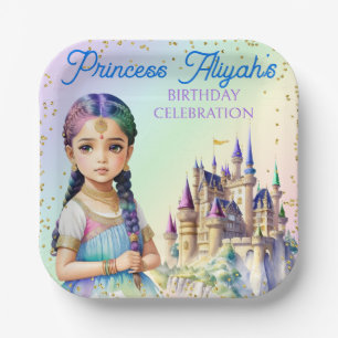 Magical Pastel Princess Fantasy Rainbow Castle Paper Plate