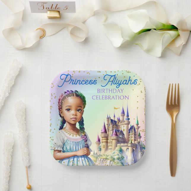 Magical Pastel Princess Fantasy Rainbow Castle Paper Plate (Wedding)