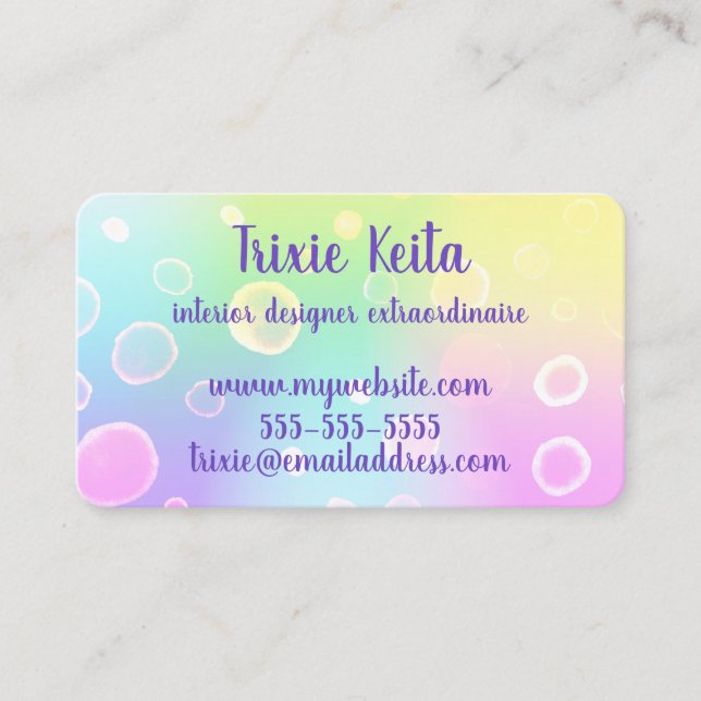 Magical Pastel Rainbow Business Card (Front)