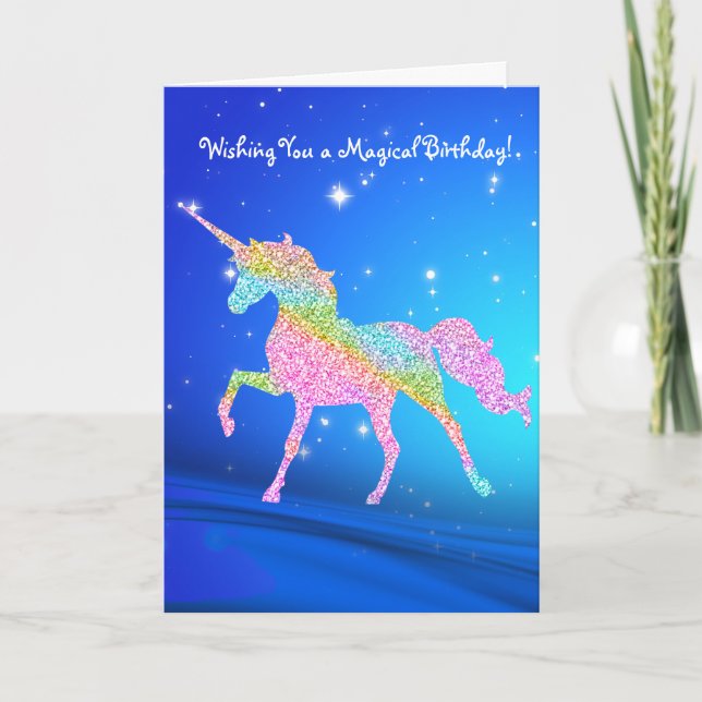 Magical Pastel Rainbow Unicorn Birthday Card (Front)