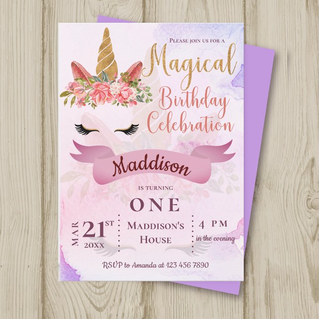 Magical Pastel Unicorn Birthday Party Invitation (Magical Pastel Unicorn Birthday Party Invitation)