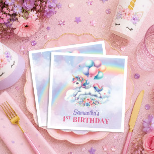 Magical Pastel Unicorn Girl Birthday Party Napkins