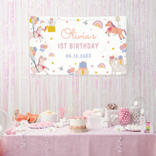 Magical Pastel Unicorn Rainbow Birthday Party Banner