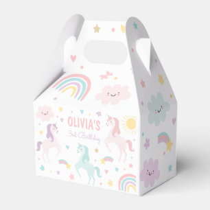 Magical Pastel Unicorn Rainbow Birthday Party Favor Box