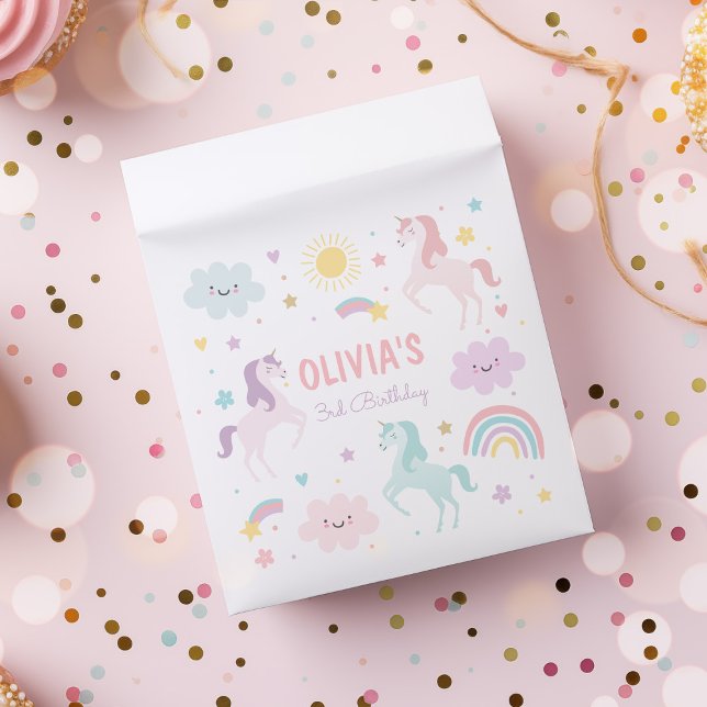 Magical Pastel Unicorn Rainbow Birthday Party Favour Bag (Creator Uploaded)