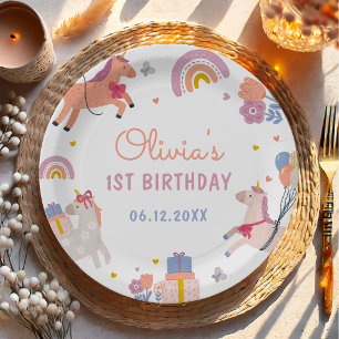 Magical Pastel Unicorn Rainbow Birthday Party Paper Plate