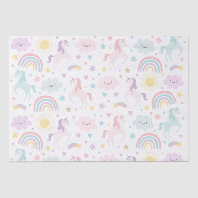 Magical Pastel Unicorn Rainbow Birthday Party Tissue Paper (Front)