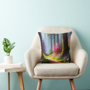 Magical Path in the Forest Throw Pillow
