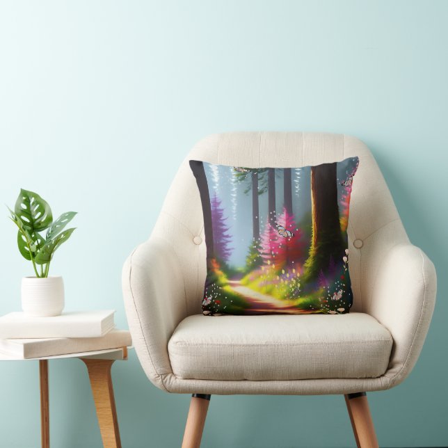 Magical Path in the Forest Throw Pillow (Chair)