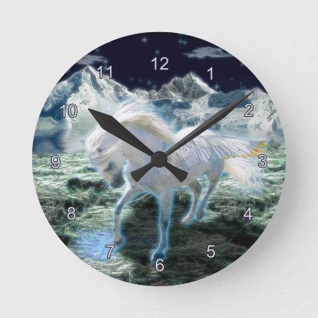Magical Pegasus Fantasy Art Wall Clock (Front)