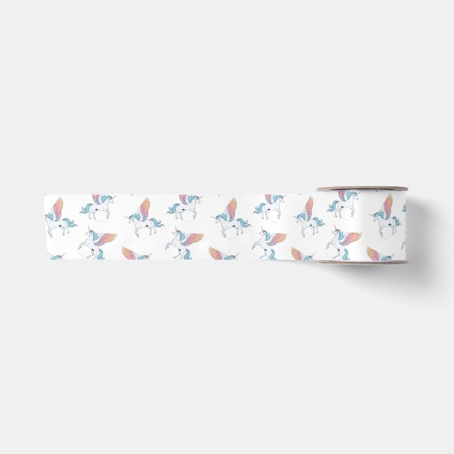 Magical pegasus unicorn pattern satin ribbon (Front)