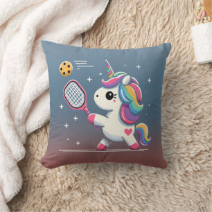 Magical Pickleball Unicorn - Funny Fantasy Player Throw Pillow