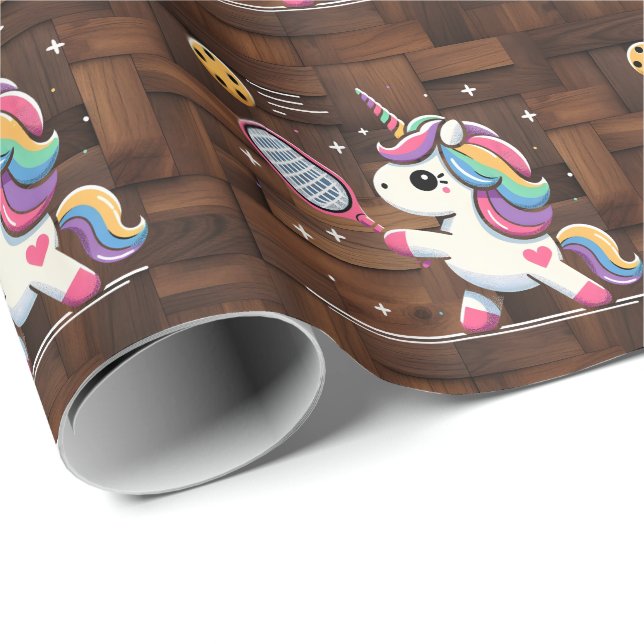Magical Pickleball Unicorn - Funny Fantasy Player Wrapping Paper (Roll Corner)